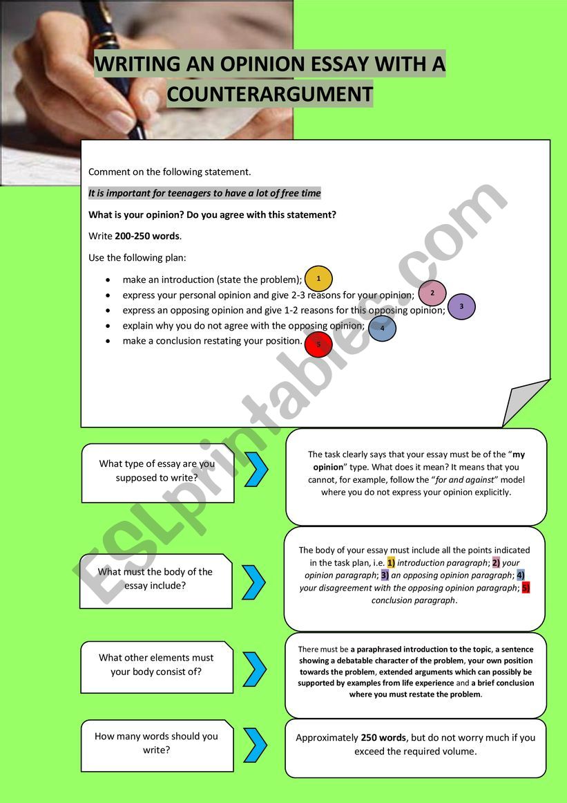 WRITING AN OPINION ESSAY WITH A COUNTERARGUMENT [5]